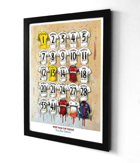 West Ham European Champions Squad Shirts A3 Framed Print