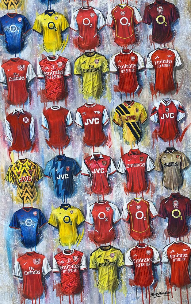 Arsenal 2024 Football Shirts - Tea Towel - Terry Kneeshaw Art
