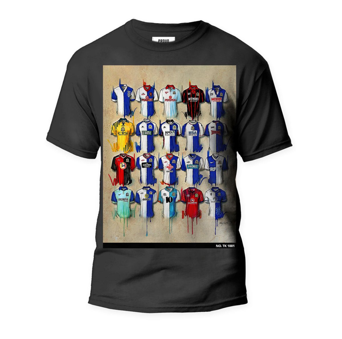 Blackburn - A Blue and Whites Collection T Shirt - Terry Kneeshaw Art