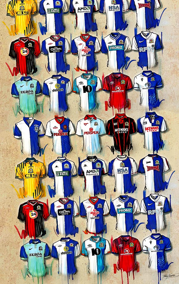 Blackburn Rovers - Tea Towel - Terry Kneeshaw Art