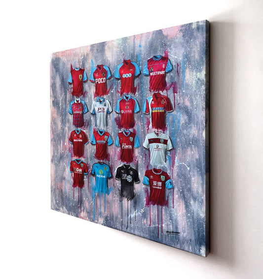 Burnley FC Shirts 30x30 Canvas - Terry Kneeshaw Art