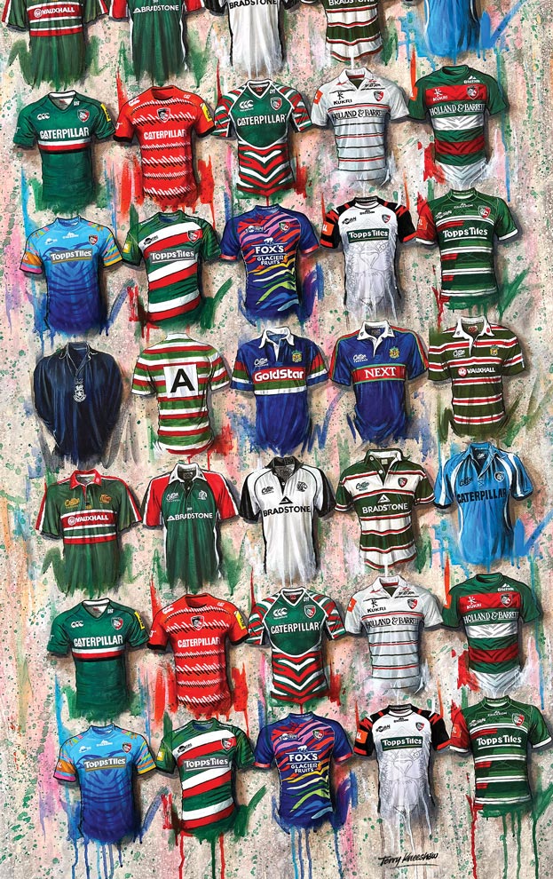 Leicester Tigers Shirts - Tea Towel - Terry Kneeshaw Art