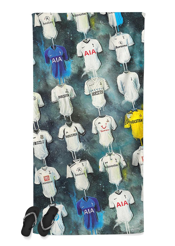 Spurs Shirts - A Lilywhite's Collection Beach Towel - Terry Kneeshaw Art