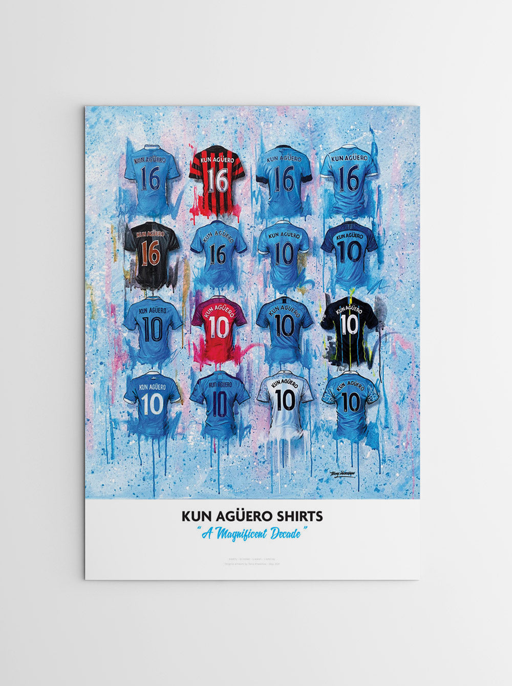 Kun Agüero Shirts - A2 Signed Limited Edition Prints
