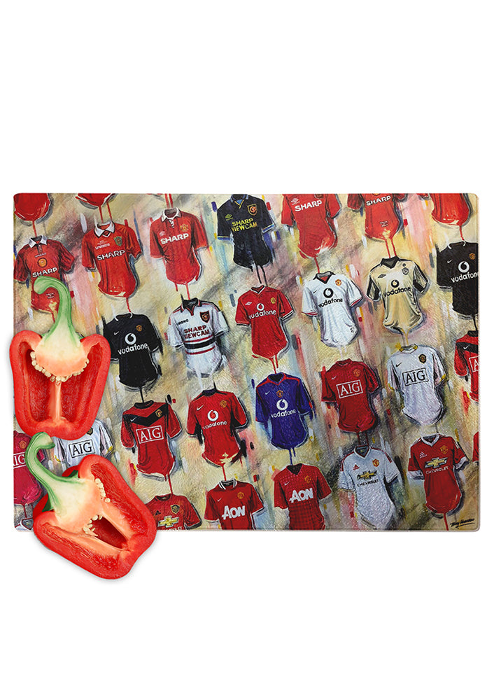 Man United FC Shirts - A Red Devil's Collection Chopping Board