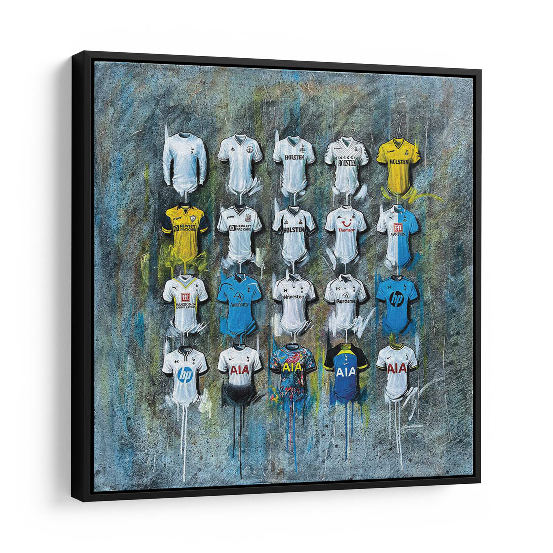 These canvases from Terry Kneeshaw are perfect for Spurs fans! Featuring the team's iconic crest and players, these artworks are available in various sizes including 20x20, 30x30, and 40x40, with options for framed or unframed black floating frames. The Tottenham Hotspur 2022 canvases are perfect for the new season and will bring joy to any Spurs supporter. Get your hands on one today!