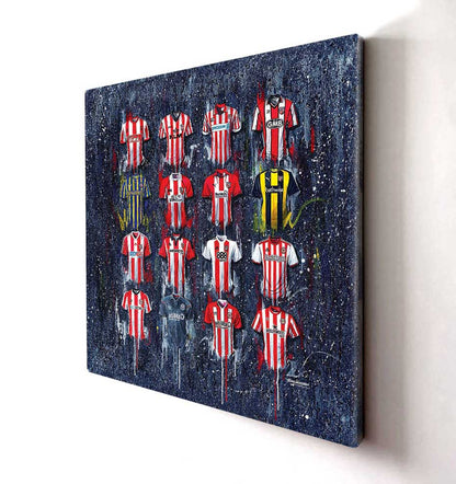 Brentford Canvases by Terry Kneeshaw come in various sizes, including 20x20, 30x30, and 40x40. Each canvas is available in either a framed or unframed black floating frame. The artwork features a captivating abstract composition with bold colors and textures that pay tribute to the dynamic Brentford team. Perfect for any Brentford fan or football enthusiast, these canvases are a great addition to any room and are sure to inspire admiration and appreciation.