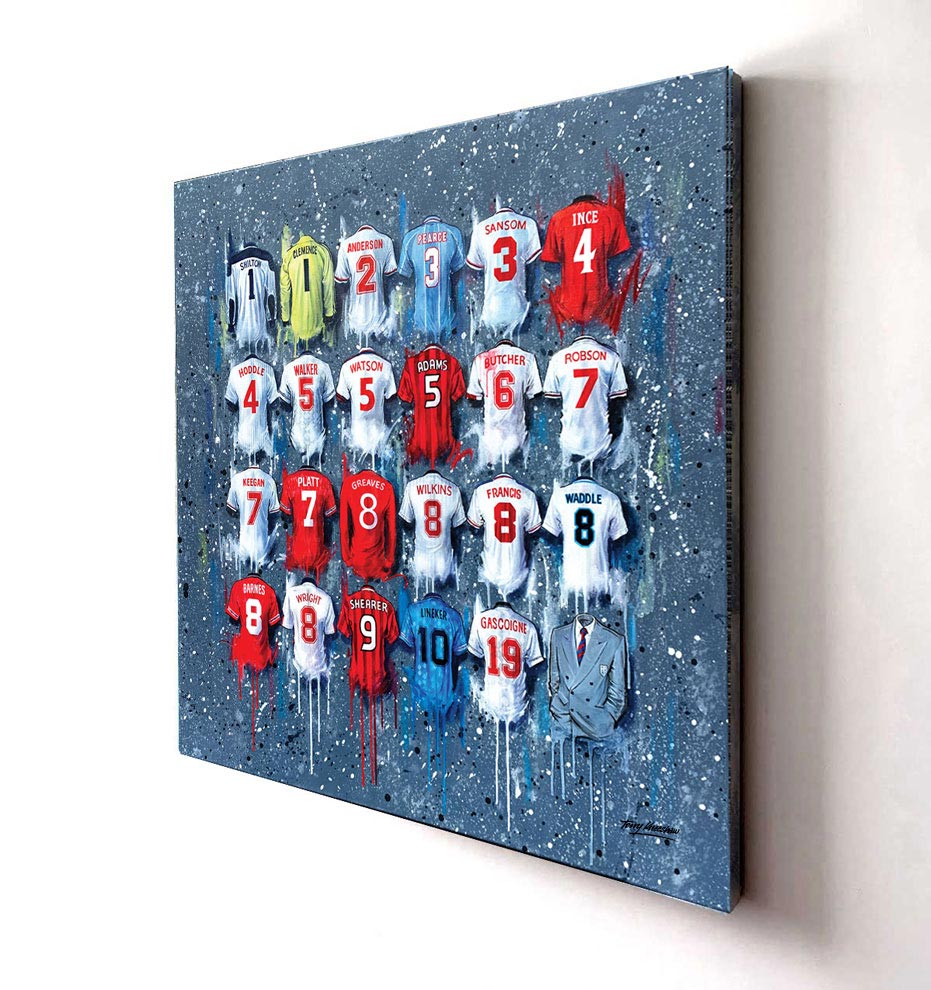 Capture the pride of English football history with these England 1966-2000 canvases from Terry Kneeshaw. Available in various sizes, framed or unframed with a black floating frame. Relive the excitement of key matches and the triumphs of legendary players that have earned England a place in the annals of football history. Perfect for fans and collectors alike, these canvases are a must-have for any England football enthusiast.