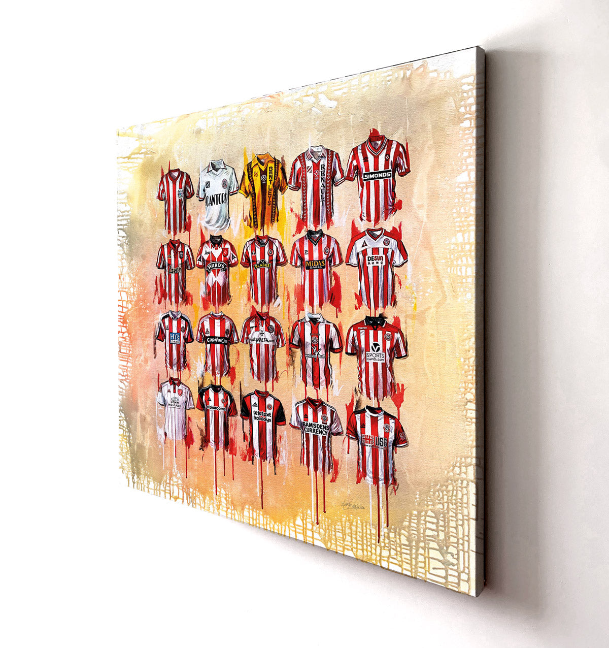 Capture the essence of Sheffield United with Terry Kneeshaw's Canvases, available in various sizes (20x20, 30x30, or 40x40) and framed or unframed black floating frame. Featuring artwork of the team, these canvases are a must-have for fans. Each canvas showcases Sheffield United's iconic moments, symbols, and colors, ensuring that it is a true representation of the team's identity. Get your Sheffield United Canvases today and add them to your collection.