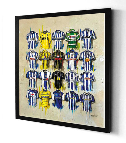 Terry Kneeshaw's Sheffield Wednesday canvases depict artwork for the team, available in 20x20, framed or unframed black floating frames. The artwork captures the essence of the team's history, with stunning colors and intricate details. From classic moments to modern-day heroes, these canvases showcase the passion and spirit of Sheffield Wednesday. The perfect addition to any fan's collection, these canvases are a must-have for anyone who loves the team.