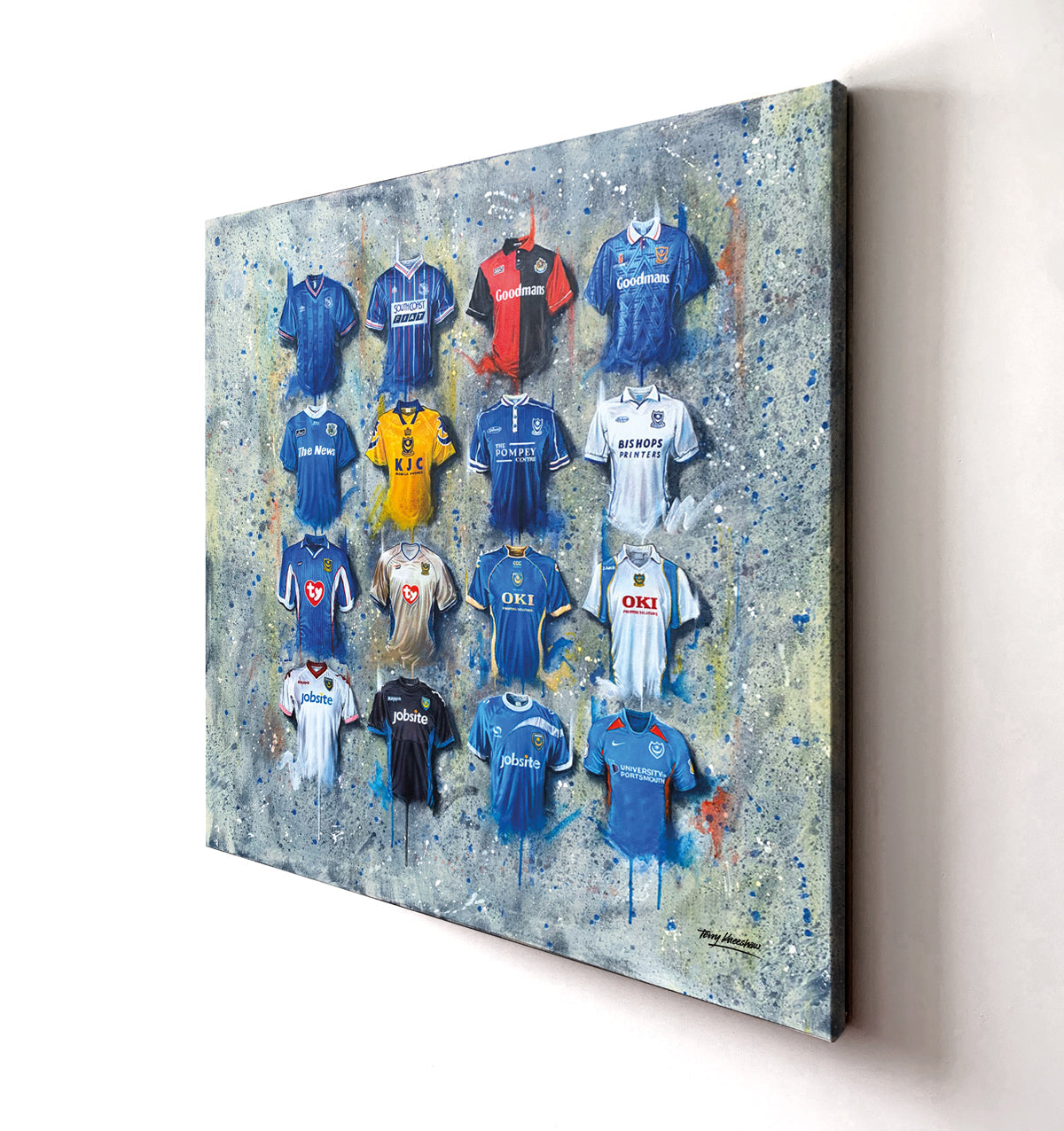 Introducing the Portsmouth Canvases by Terry Kneeshaw! These stunning artworks feature various sizes and come with the choice of 20x20, 30x30, or 40x40, framed or unframed, with a black floating frame. The canvases capture the spirit of the Portsmouth team, making them a must-have for any Pompey fan. These visually striking canvases are perfect for displaying in any home or office and are a great way to show support for the team.