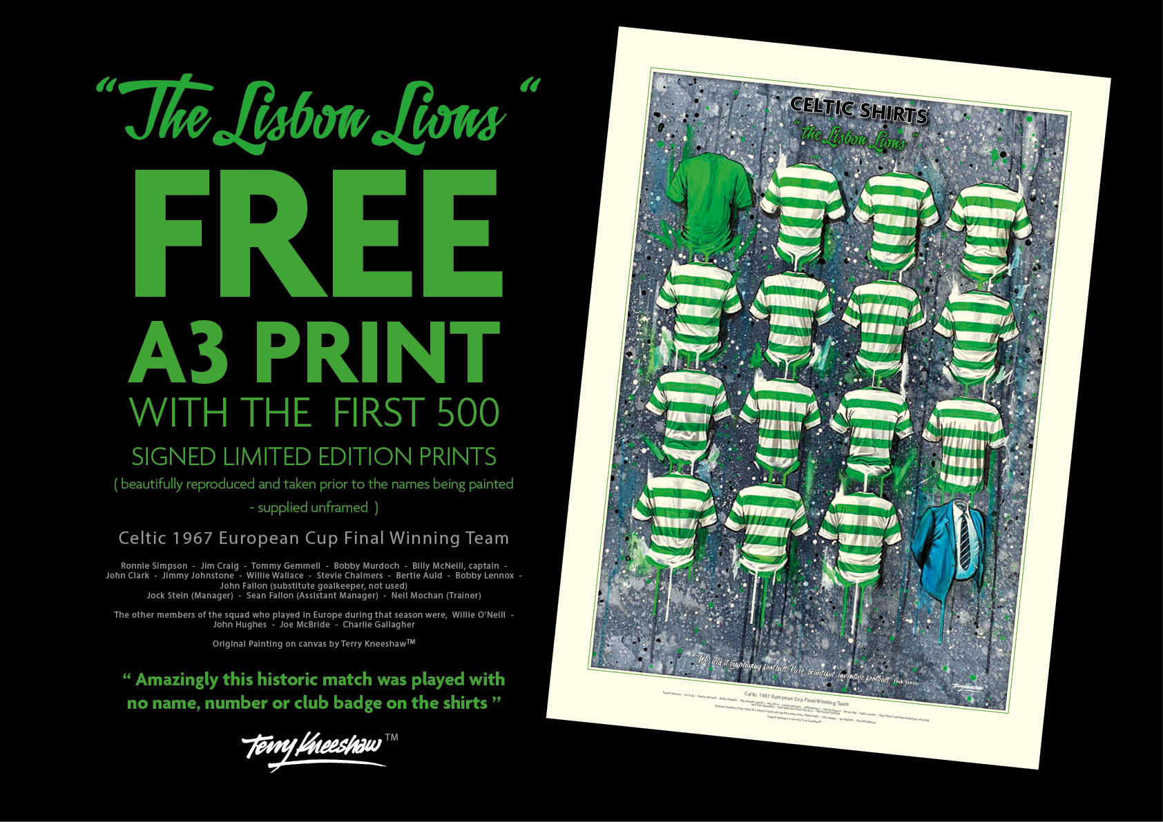 Free Celtic Lisbon Lions A3 Print