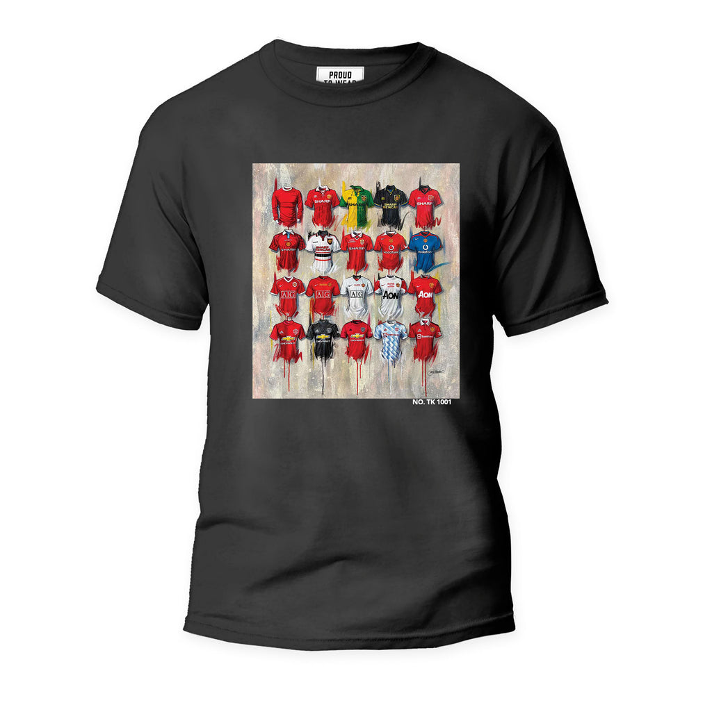 Manchester United 2022 Collection Black T Shirt - Terry Kneeshaw Art