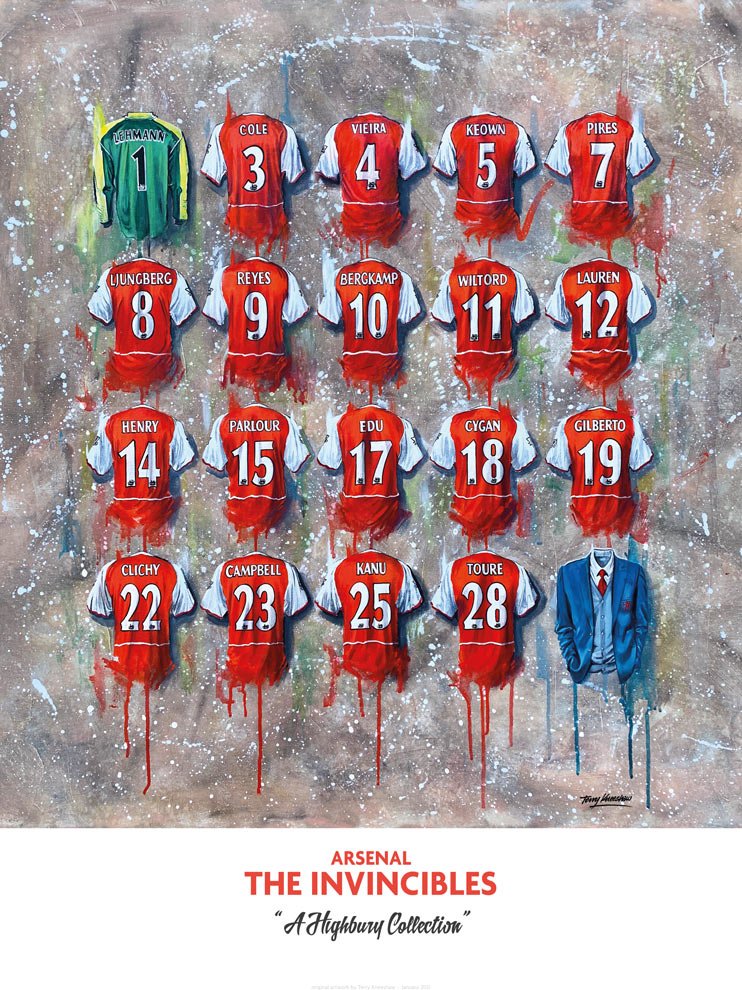 Arsenal Paint Arsenal Invincibles Shirt Art | Signed A2 Print – Terry Kneeshaw Art