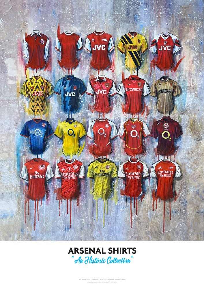 Arsenal Shirts 2024 - A2 Signed Limited Edition Prints - Terry Kneeshaw Art