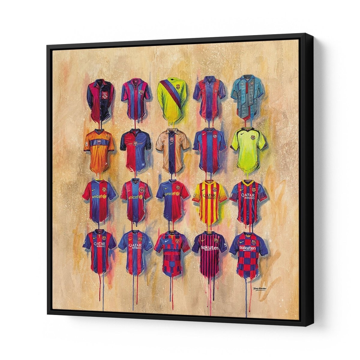 Barcelona FC Shirts 30x30 Canvas - Terry Kneeshaw Art