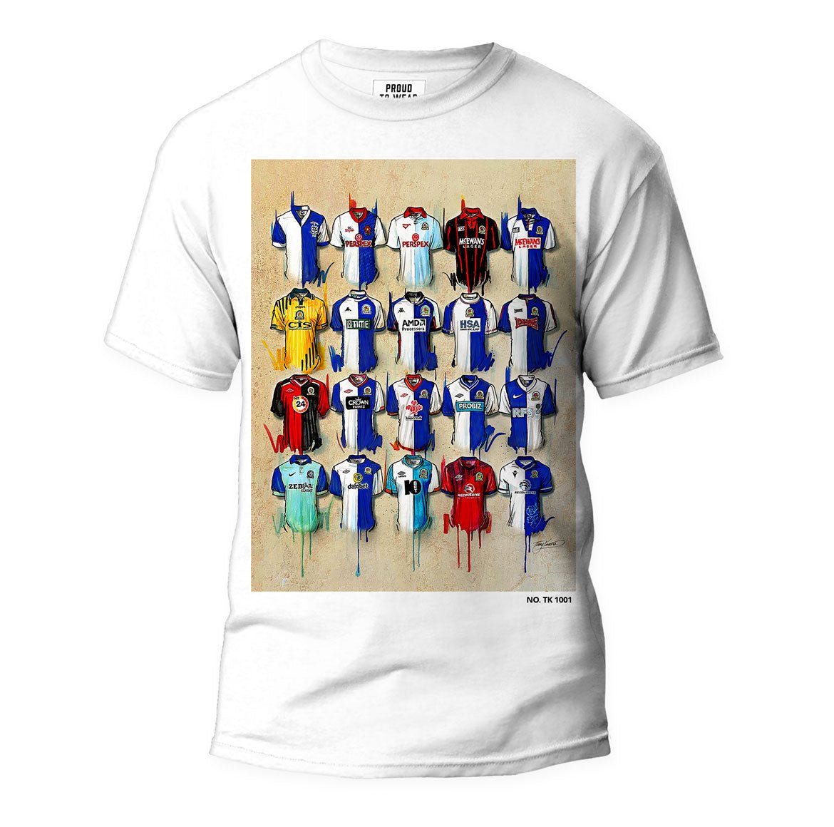 Blackburn - A Blue and Whites Collection T Shirt - Terry Kneeshaw Art