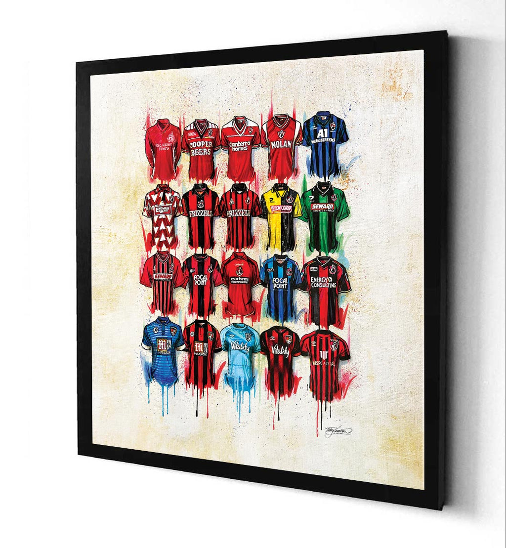 Bournemouth Shirts FC 20x20 Canvas - Terry Kneeshaw Art