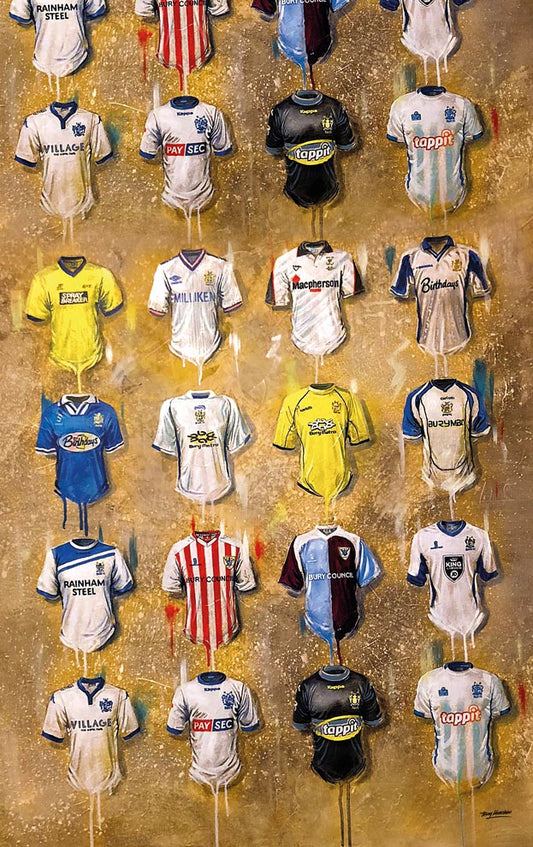 Bury Football Shirts - Tea Towel - Terry Kneeshaw Art