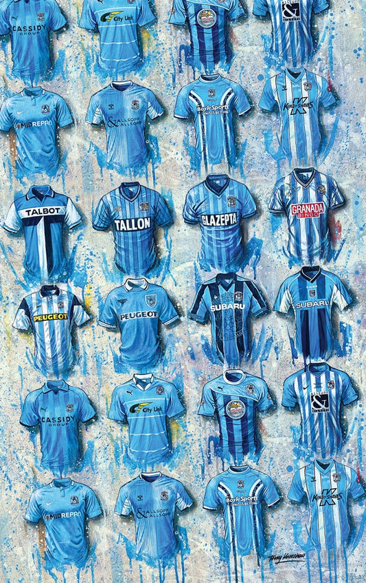Coventry Football Shirts - Tea Towel - Terry Kneeshaw Art