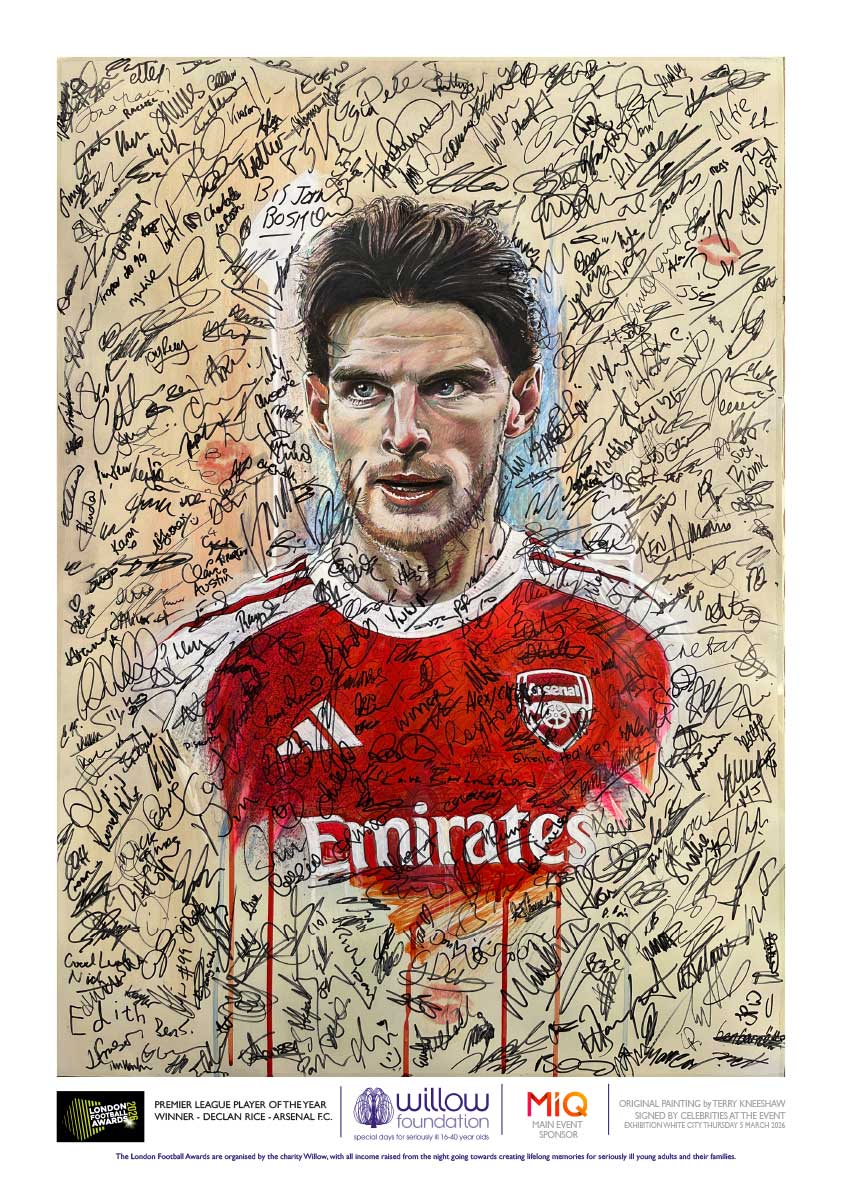Declan Rice Arsenal Charity Art Print | Willow Foundation - Terry Kneeshaw Art