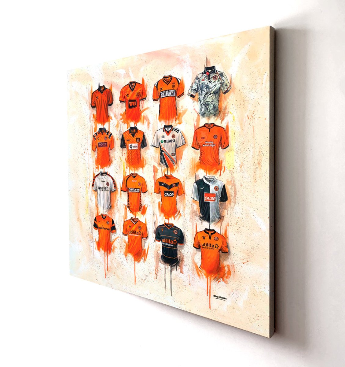 Dundee United FC Shirts 30x30 Canvas - Terry Kneeshaw Art