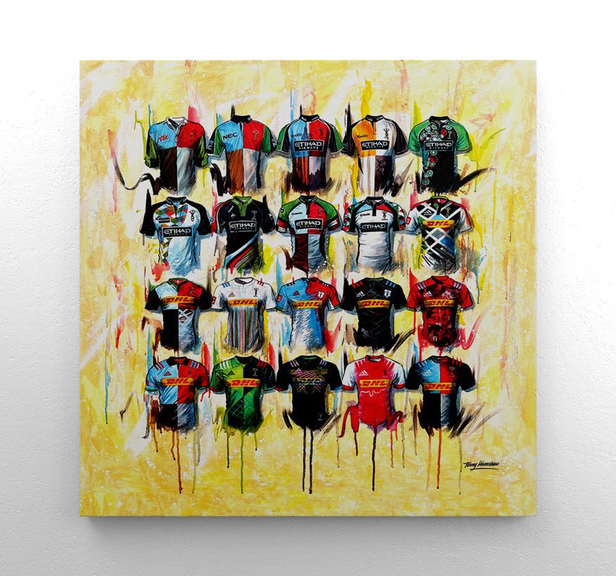 Harlequins Shirts 30x30 Canvas - Terry Kneeshaw Art