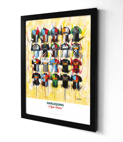 Harlequins Shirts - A2 Signed Limited Edition Personalised Prints - Terry Kneeshaw Art