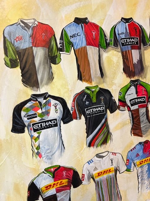 Harlequins Shirts - A2 Signed Limited Edition Personalised Prints - Terry Kneeshaw Art