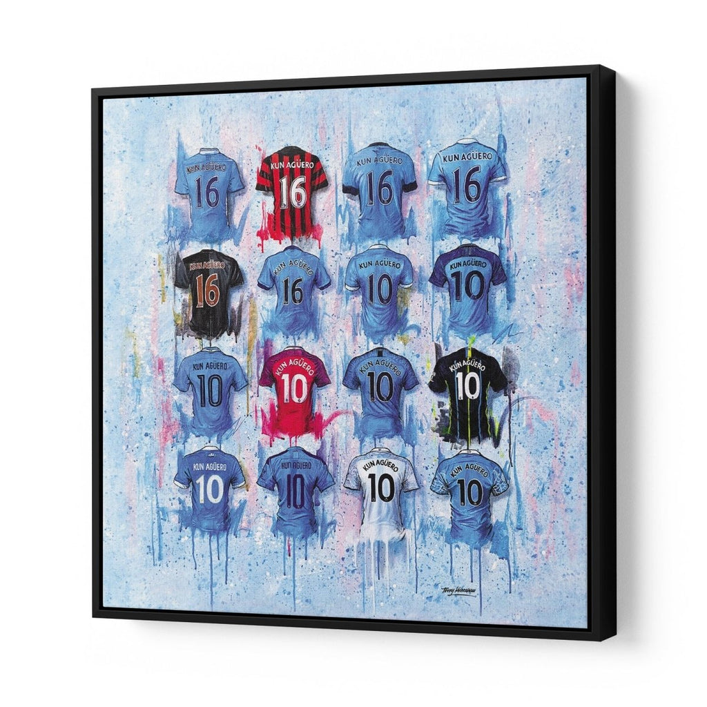 Kun Agüero Shirts 20x20 Canvas - Terry Kneeshaw Art