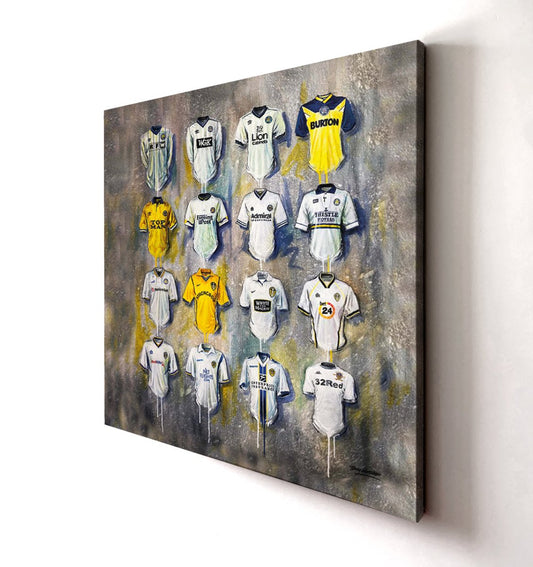 Leeds United FC Shirts 30x30 Canvas - Terry Kneeshaw Art