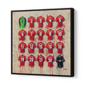 Man United Shirts Treble Winners 20x20 Canvas - Terry Kneeshaw Art
