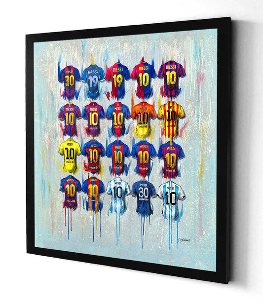 Messi - A Goat Collection Shirts 20x20 Canvas - Terry Kneeshaw Art