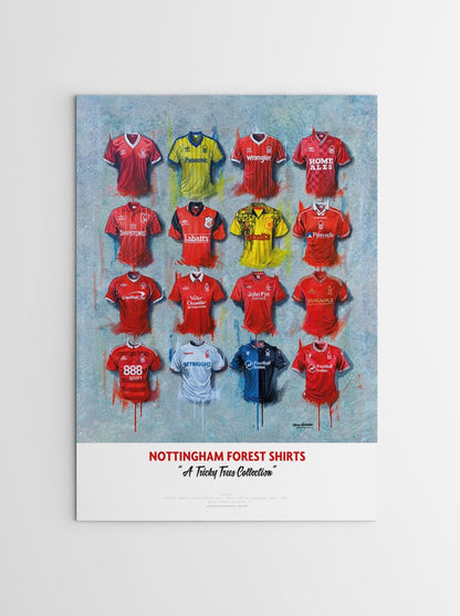 Nottingham Forest FC Shirts - A2 Signed Limited Edition Prints - Terry Kneeshaw Art