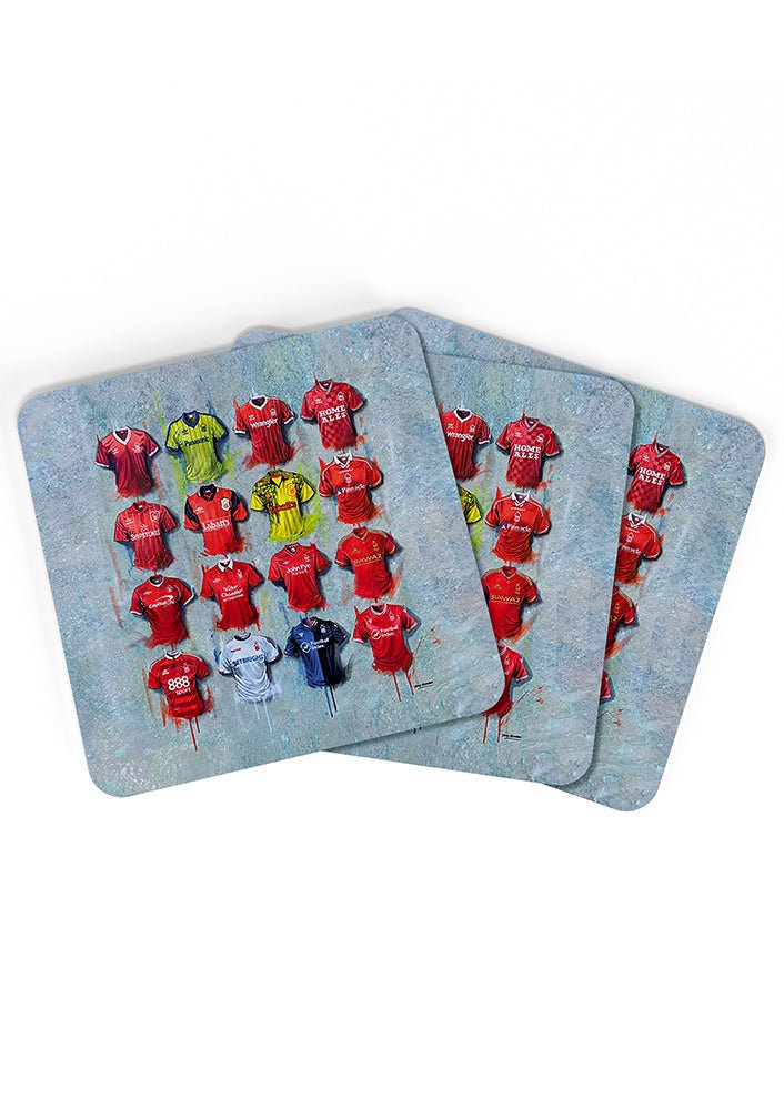 Nottingham Forest FC Shirts - An Tricky Tree's Collection Coasters - Terry Kneeshaw Art