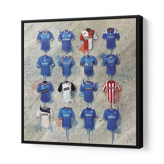 Rangers FC Shirts 20x20 Canvas - Terry Kneeshaw Art
