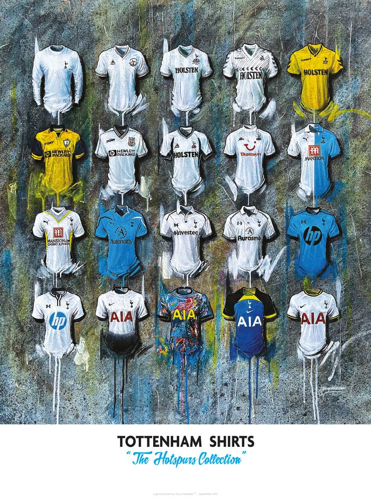 Spurs FC 2022 Shirts - A2 Signed Limited Edition Personalised Prints - Terry Kneeshaw Art