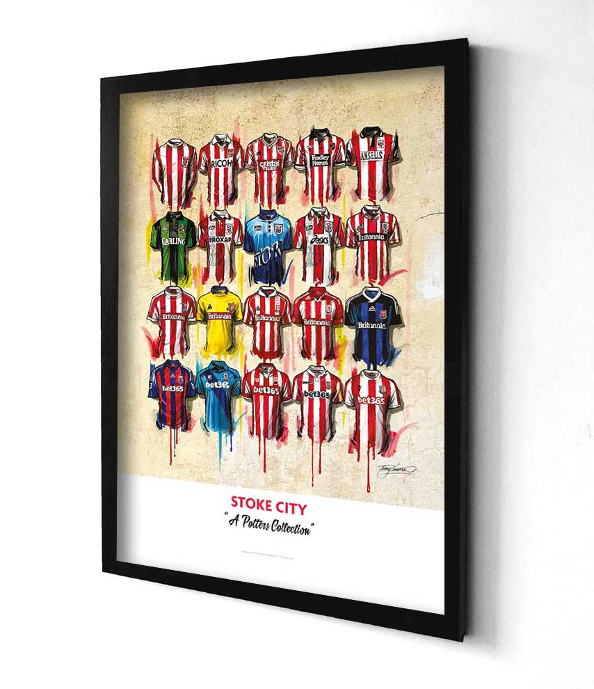 Stoke City FC Shirts - A2 Signed Limited Edition Personalised Prints - Terry Kneeshaw Art