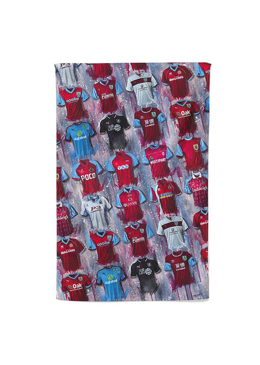 Burnley Shirts - A Claret's Collection Tea Towel - Terry Kneeshaw Art